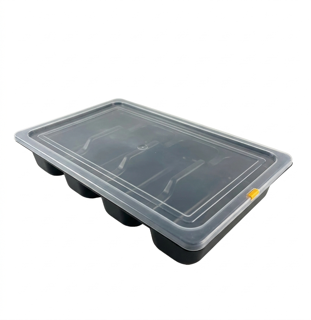 Cutlery Holder: 4 Compartments with Lid